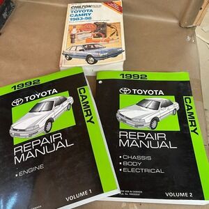 Lot of 3 Toyota 1992 Repair Manual Volume 1 & 2 Chilton Camry 1983-1988 Books